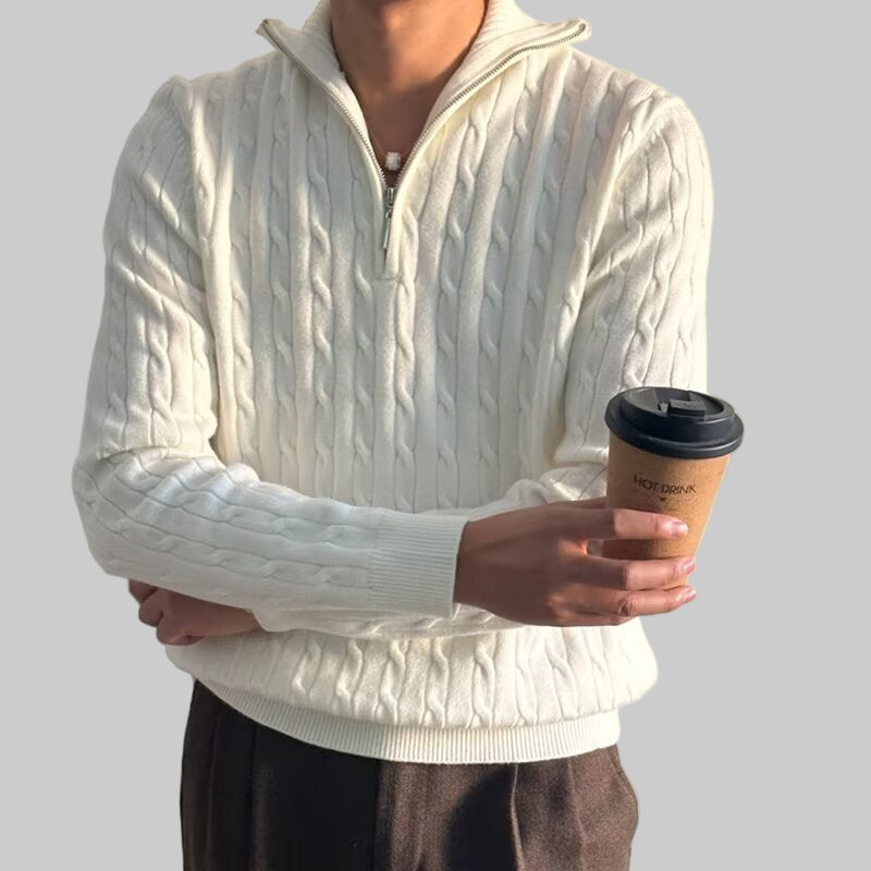 Val d’Isère Quarter-Zip Cable Knit Sweater