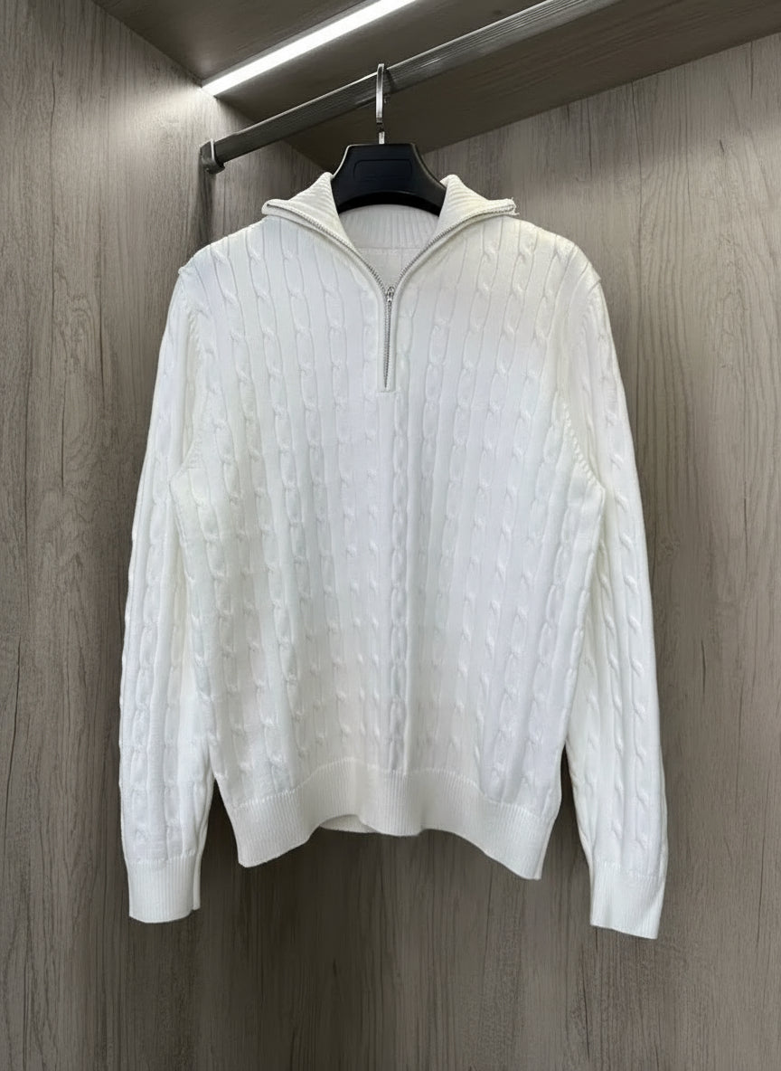 Val d’Isère Quarter-Zip Cable Knit Sweater