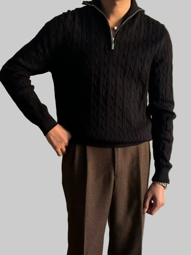 Val d’Isère Quarter-Zip Cable Knit Sweater